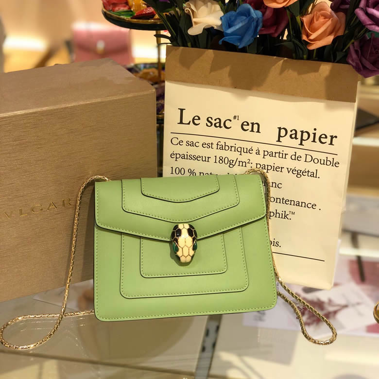 BVLGARI原單寶格麗小牛皮單肩斜挎包 61879薄荷綠￥1960.00的图片-高仿寶格麗包包Bulgari