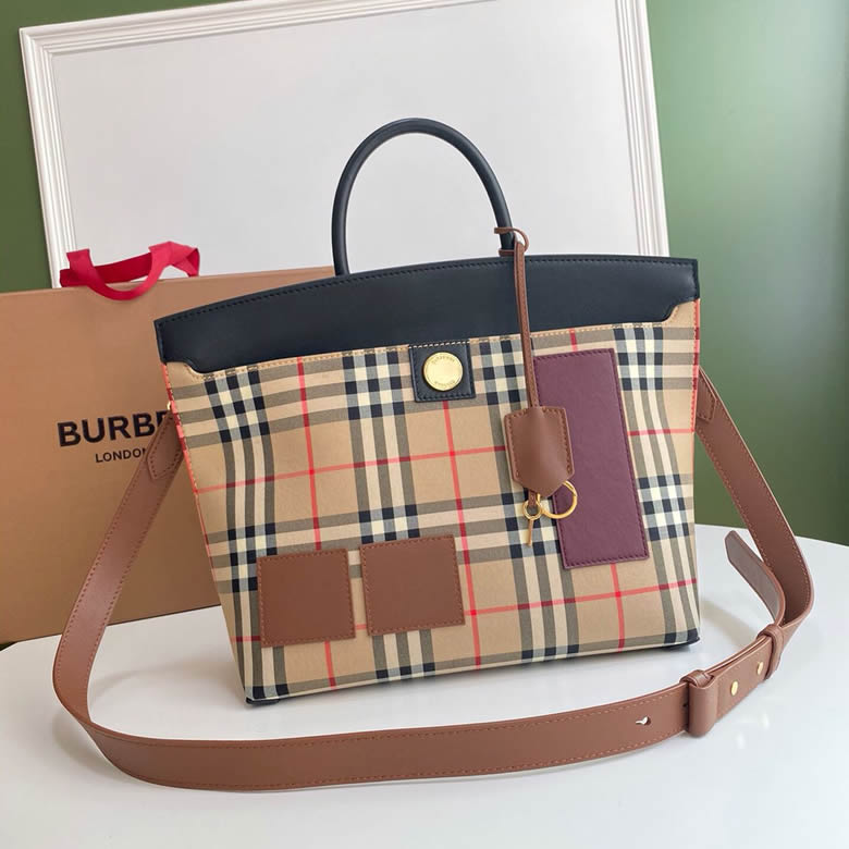 原單Burberry巴寶莉雙色皮革典藏Vintage復古格紋Society-賽爾迪手袋￥1980.00