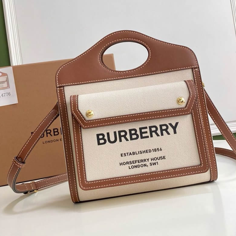 原單Burberry巴寶莉雙色帆佈裝飾Horseferry印花托特包多色￥1480.00