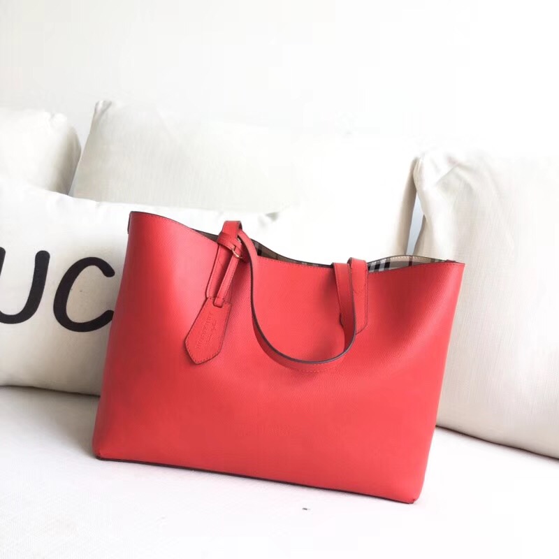 Burberry巴寶莉 Haymarket格紋 拼色雙面 購物袋 手提女包 大紅￥1480.00的图片-高仿博柏利包包Burberry巴寶莉、高仿博柏利女包Burberry巴寶莉