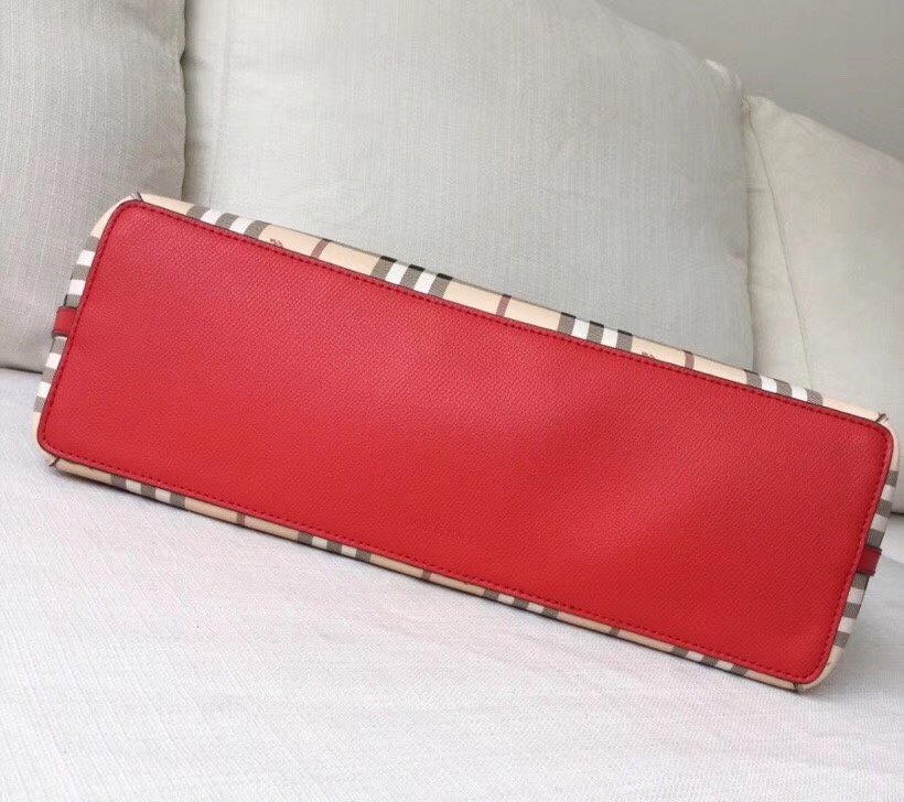 Burberry巴寶莉 Haymarket格紋 拼色雙面 購物袋 手提女包 大紅￥1480.00的图片-高仿博柏利包包Burberry巴寶莉、高仿博柏利女包Burberry巴寶莉