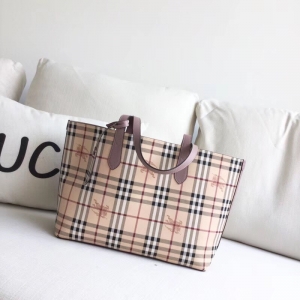Burberry巴寶莉 Haymarket格紋 拼色雙面 購物袋 手提女包 淡紫￥1480.00的图片-高仿博柏利包包Burberry巴寶莉、高仿博柏利女包Burberry巴寶莉