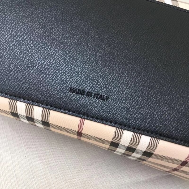 Burberry巴寶莉 Haymarket格紋 拼色雙面 購物袋 手提女包 黑色￥1480.00的图片-高仿博柏利包包Burberry巴寶莉、高仿博柏利女包Burberry巴寶莉