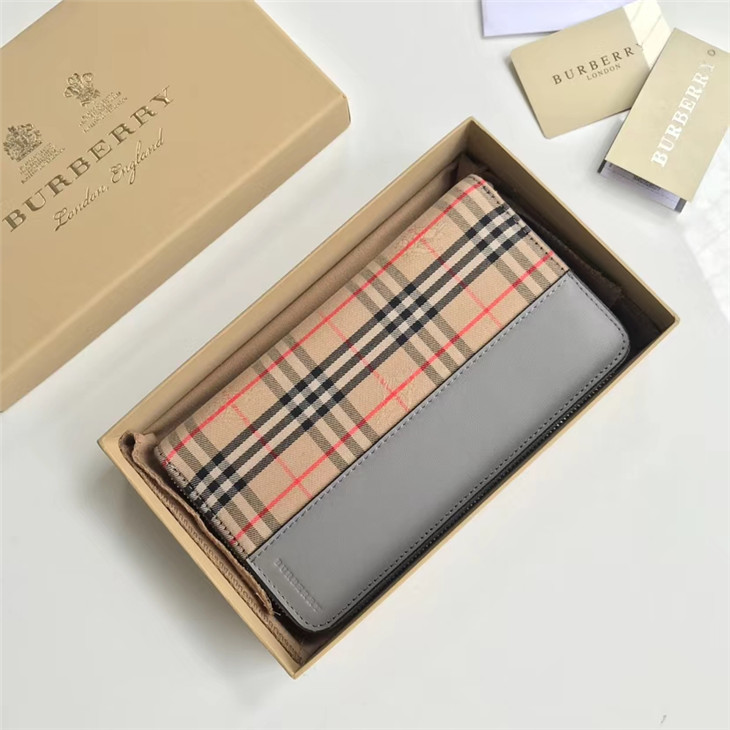 高仿Burberry巴寶莉格紋拼皮革全拉鏈錢夾￥980.00的图片-高仿博柏利包包Burberry巴寶莉、高仿博柏利錢包Burberry巴寶莉