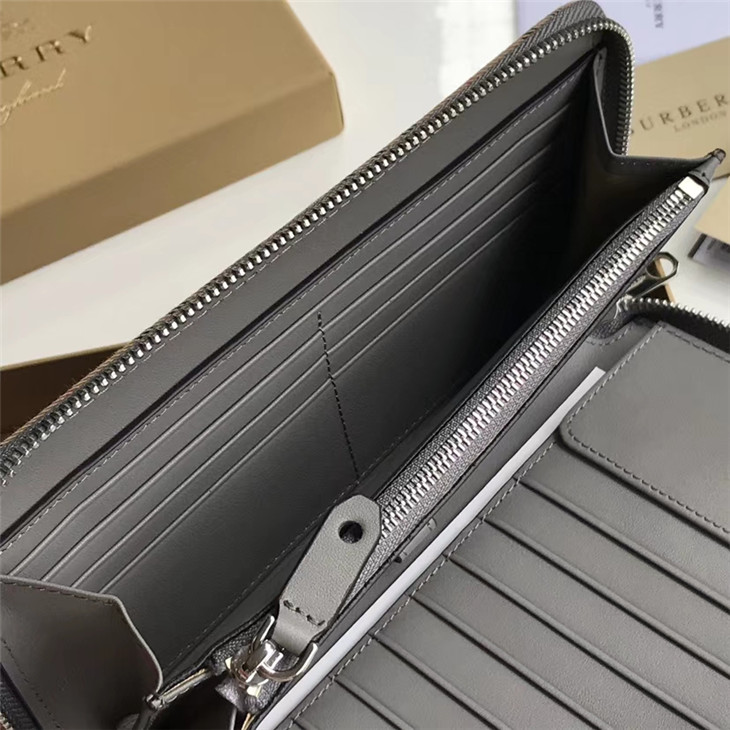 高仿Burberry巴寶莉格紋拼皮革全拉鏈錢夾￥980.00的图片-高仿博柏利包包Burberry巴寶莉、高仿博柏利錢包Burberry巴寶莉