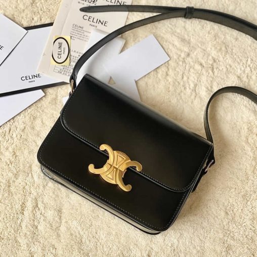 高仿CELINE賽琳進口BOX 小牛皮凱旋門肩背包3303黑￥1780.00