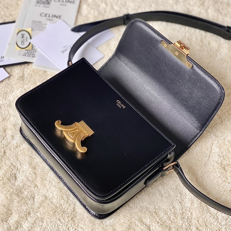 高仿CELINE賽琳進口BOX 小牛皮凱旋門肩背包3303黑￥1780.00的图片-高仿賽琳包包CELINE