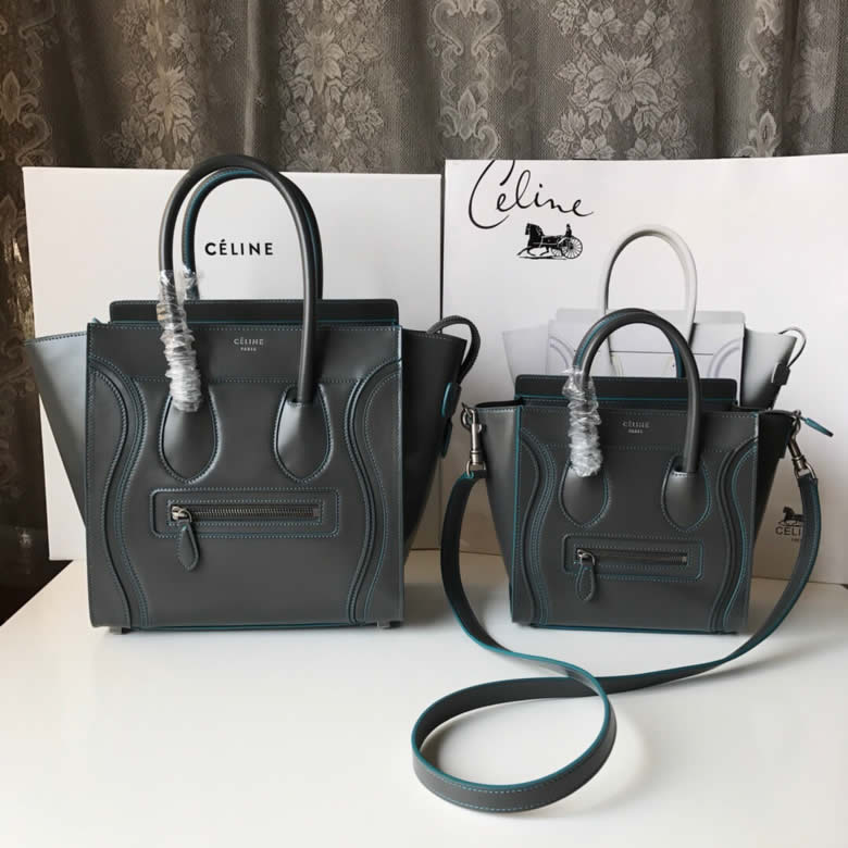原單賽琳Celine LUGGAGE新色笑臉包手搓紋灰色20CM￥1880.00