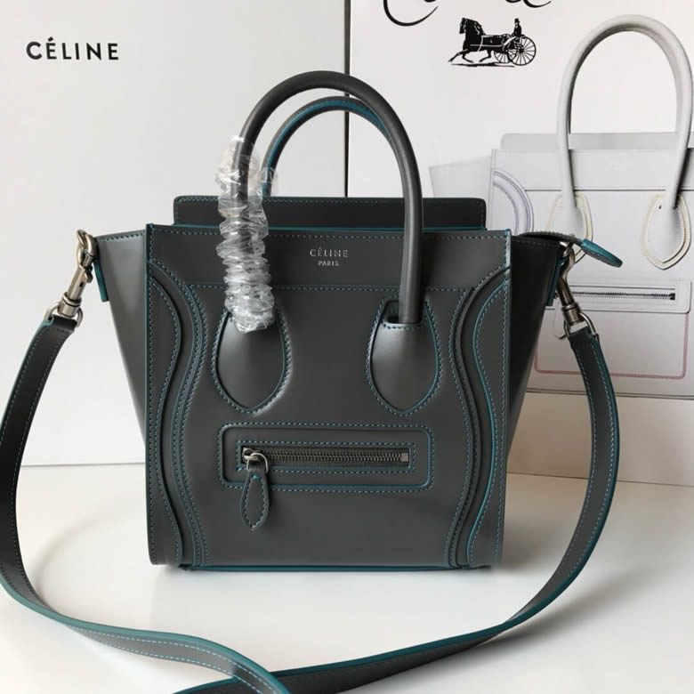 原單賽琳Celine LUGGAGE新色笑臉包手搓紋灰色20CM￥1880.00的图片-高仿賽琳包包CELINE