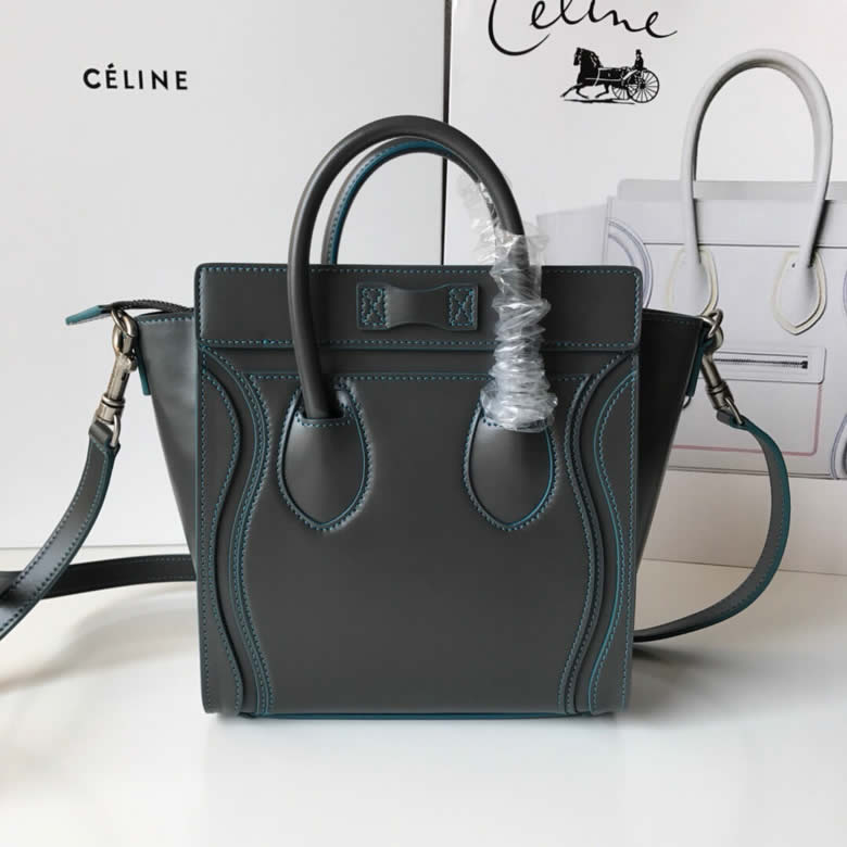 原單賽琳Celine LUGGAGE新色笑臉包手搓紋灰色20CM￥1880.00的图片-高仿賽琳包包CELINE