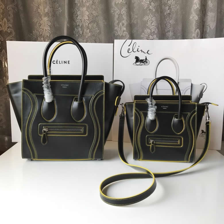 原單賽琳Celine LUGGAGE新色笑臉包手搓紋黃條20CM￥1880.00的图片-高仿賽琳包包CELINE