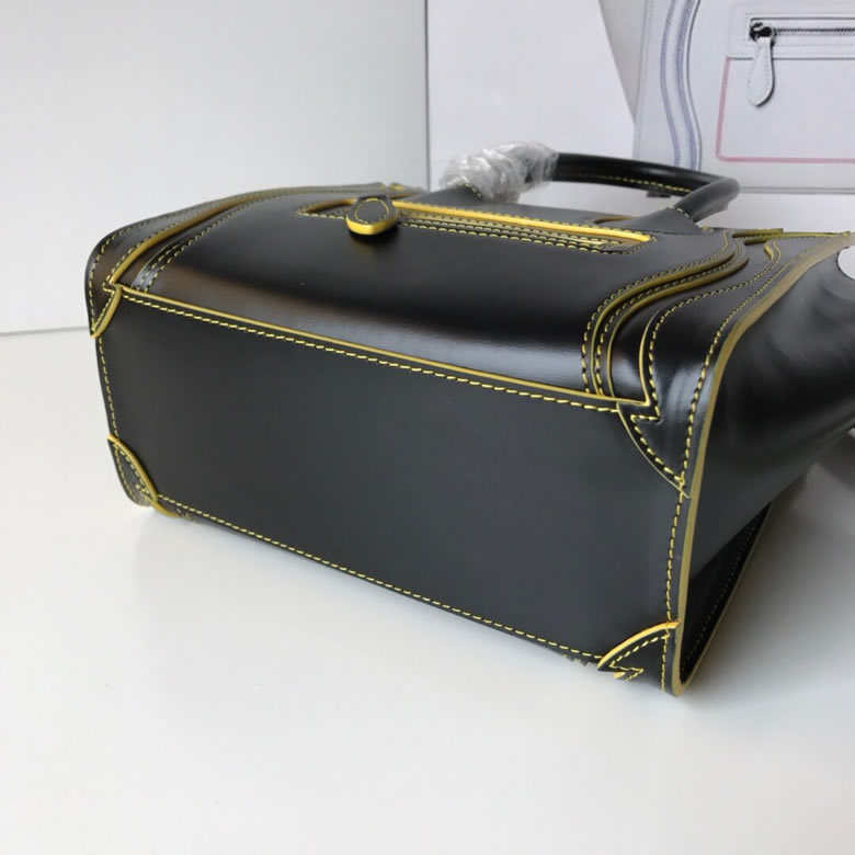 原單賽琳Celine LUGGAGE新色笑臉包手搓紋黃條20CM￥1880.00的图片-高仿賽琳包包CELINE