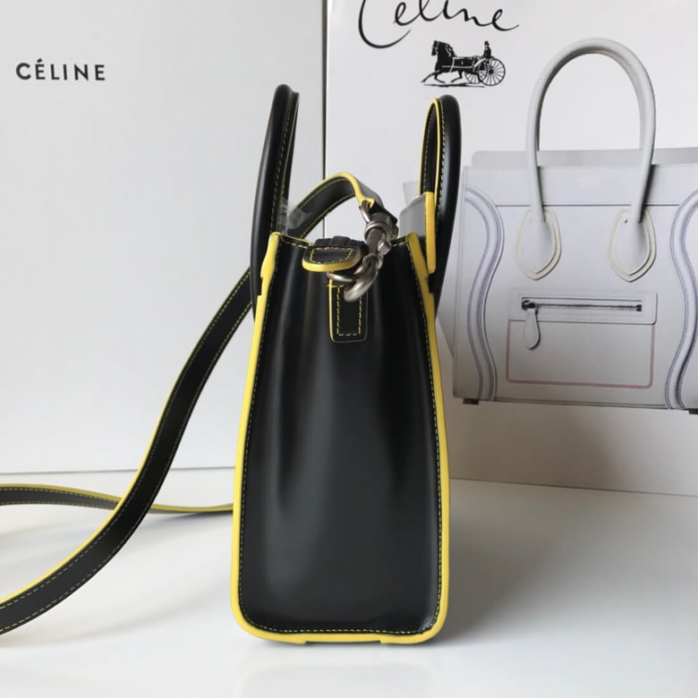 原單賽琳Celine LUGGAGE新色笑臉包手搓紋黃條20CM￥1880.00的图片-高仿賽琳包包CELINE