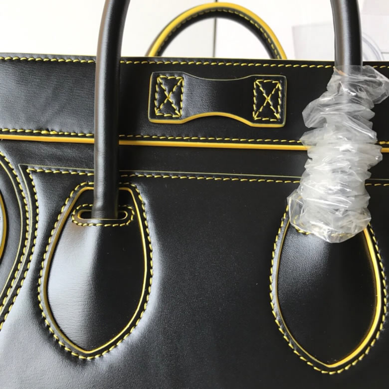 原單賽琳Celine LUGGAGE新色笑臉包手搓紋黃條20CM￥1880.00的图片-高仿賽琳包包CELINE