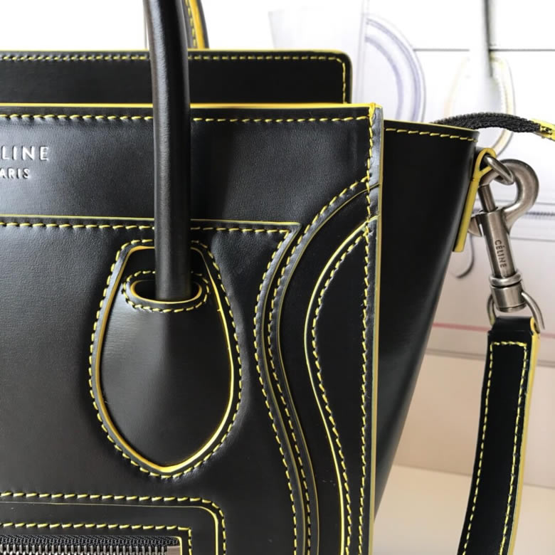 原單賽琳Celine LUGGAGE新色笑臉包手搓紋黃條20CM￥1880.00的图片-高仿賽琳包包CELINE