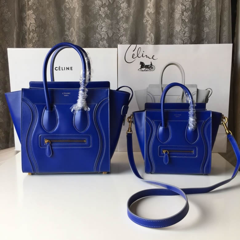 原單賽琳Celine LUGGAGE新色笑臉包手搓紋藍色20CM￥1880.00