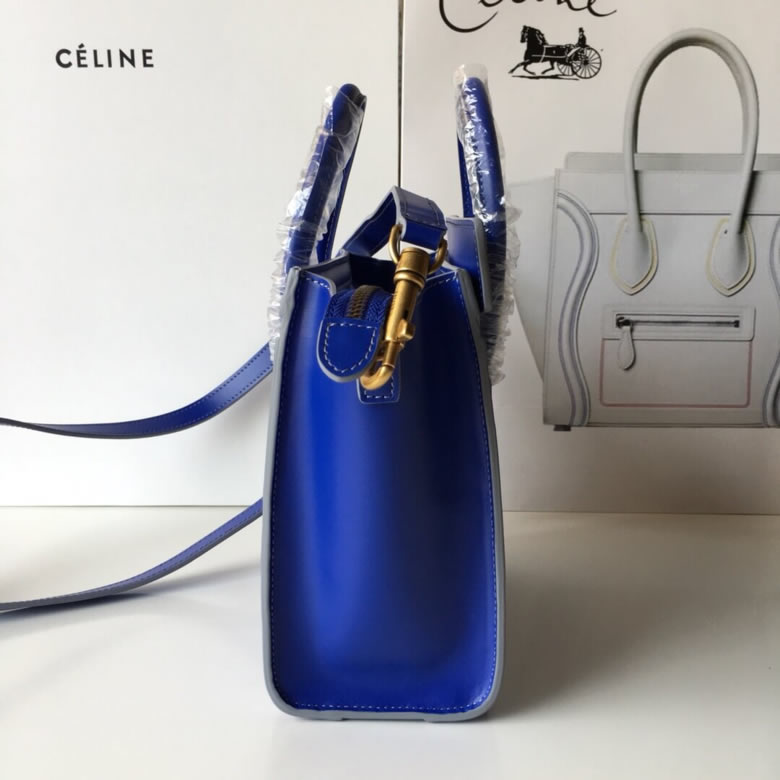 原單賽琳Celine LUGGAGE新色笑臉包手搓紋藍色20CM￥1880.00的图片-高仿賽琳包包CELINE