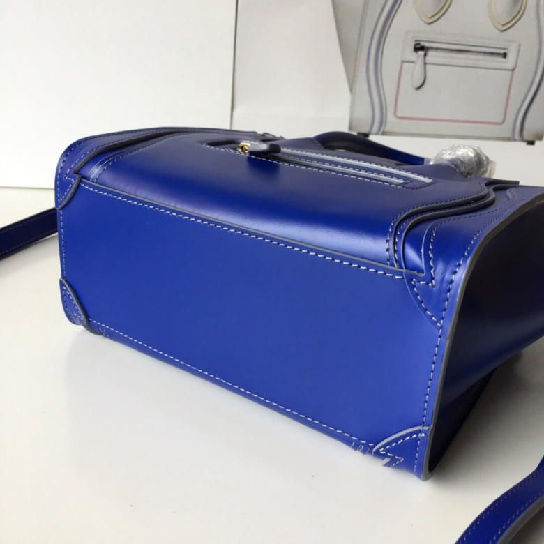 原單賽琳Celine LUGGAGE新色笑臉包手搓紋藍色20CM￥1880.00的图片-高仿賽琳包包CELINE
