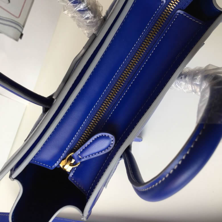 原單賽琳Celine LUGGAGE新色笑臉包手搓紋藍色20CM￥1880.00的图片-高仿賽琳包包CELINE