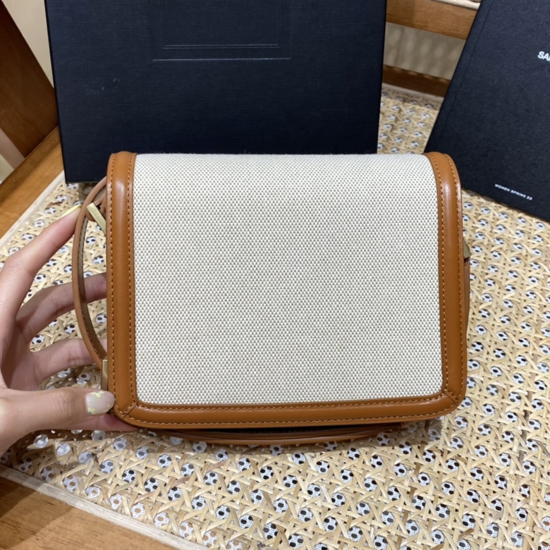 高端版本聖羅蘭女士單肩斜挎小方包白色634306帆佈/金扣￥1980.00的图片-高仿聖羅蘭包包ysl