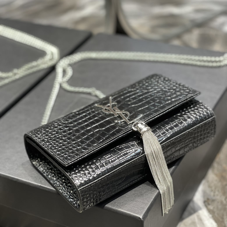 YSL聖羅蘭女士牛皮單肩包斜挎包 469390黑色￥1680.00的图片-高仿聖羅蘭包包ysl