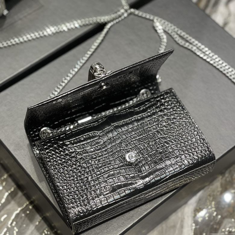 YSL聖羅蘭女士牛皮單肩包斜挎包 469390黑色￥1680.00的图片-高仿聖羅蘭包包ysl