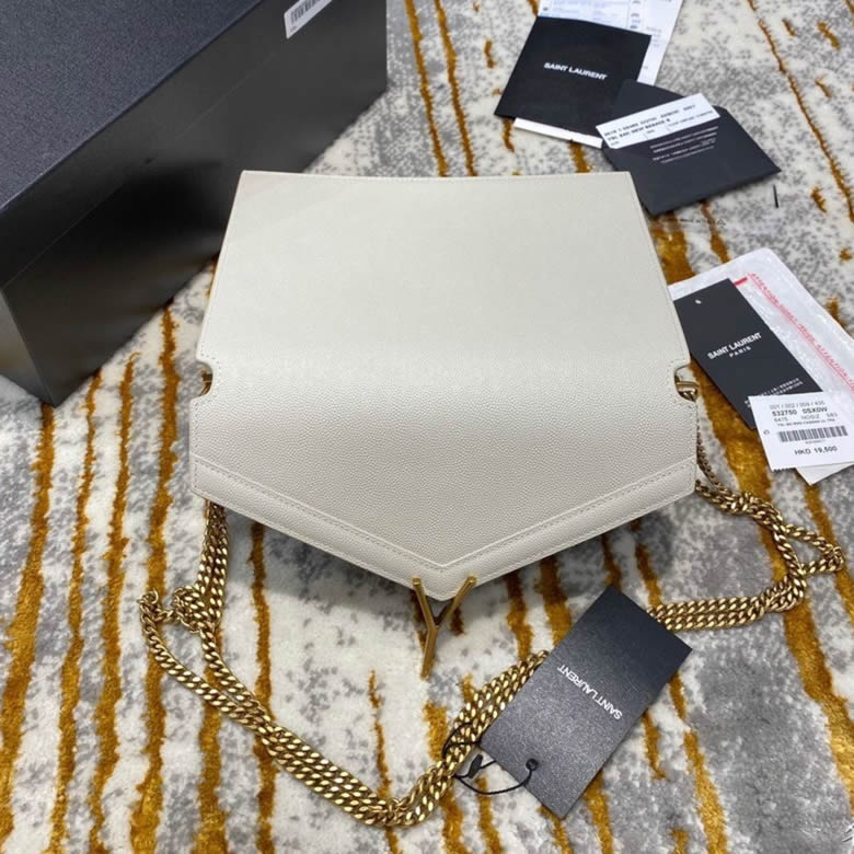 YSL/聖羅蘭CASSANDRA字母標誌粒面壓花真皮CLASP包 532750白色 ￥1980.00的图片-高仿聖羅蘭包包ysl