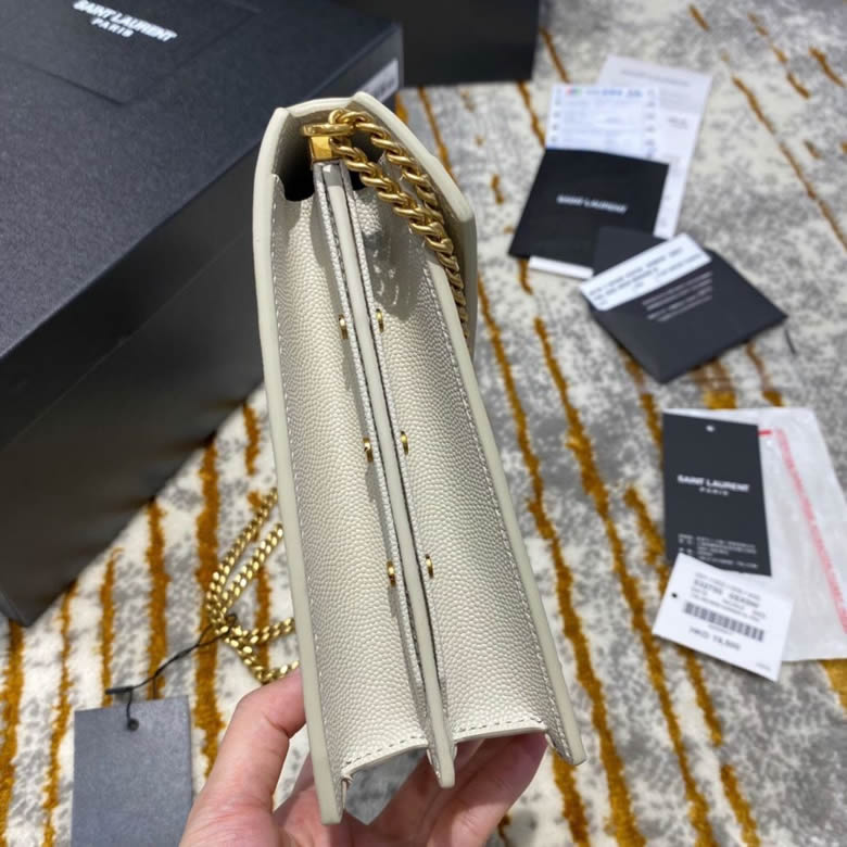 YSL/聖羅蘭CASSANDRA字母標誌粒面壓花真皮CLASP包 532750白色 ￥1980.00的图片-高仿聖羅蘭包包ysl