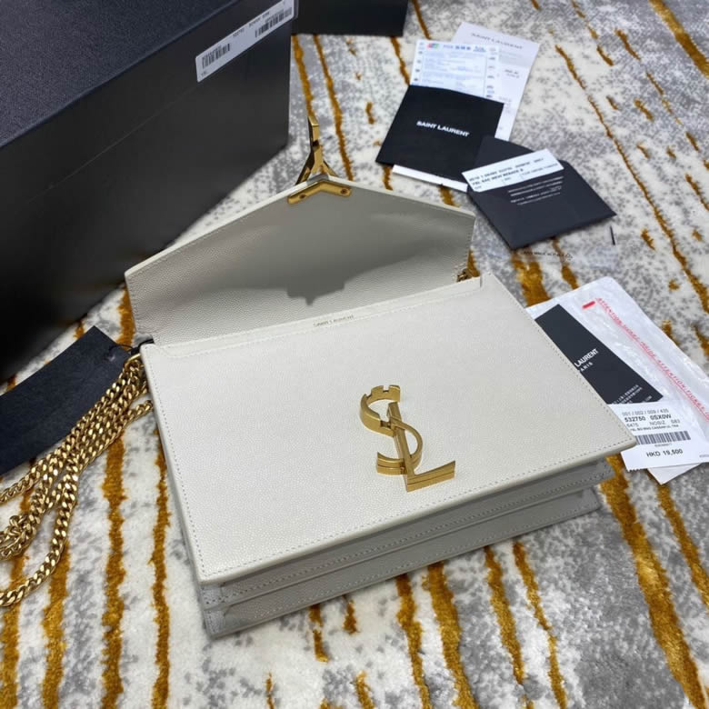 YSL/聖羅蘭CASSANDRA字母標誌粒面壓花真皮CLASP包 532750白色 ￥1980.00的图片-高仿聖羅蘭包包ysl