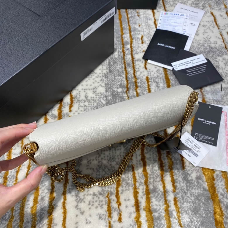 YSL/聖羅蘭CASSANDRA字母標誌粒面壓花真皮CLASP包 532750白色 ￥1980.00的图片-高仿聖羅蘭包包ysl