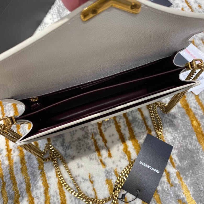 YSL/聖羅蘭CASSANDRA字母標誌粒面壓花真皮CLASP包 532750白色 ￥1980.00的图片-高仿聖羅蘭包包ysl