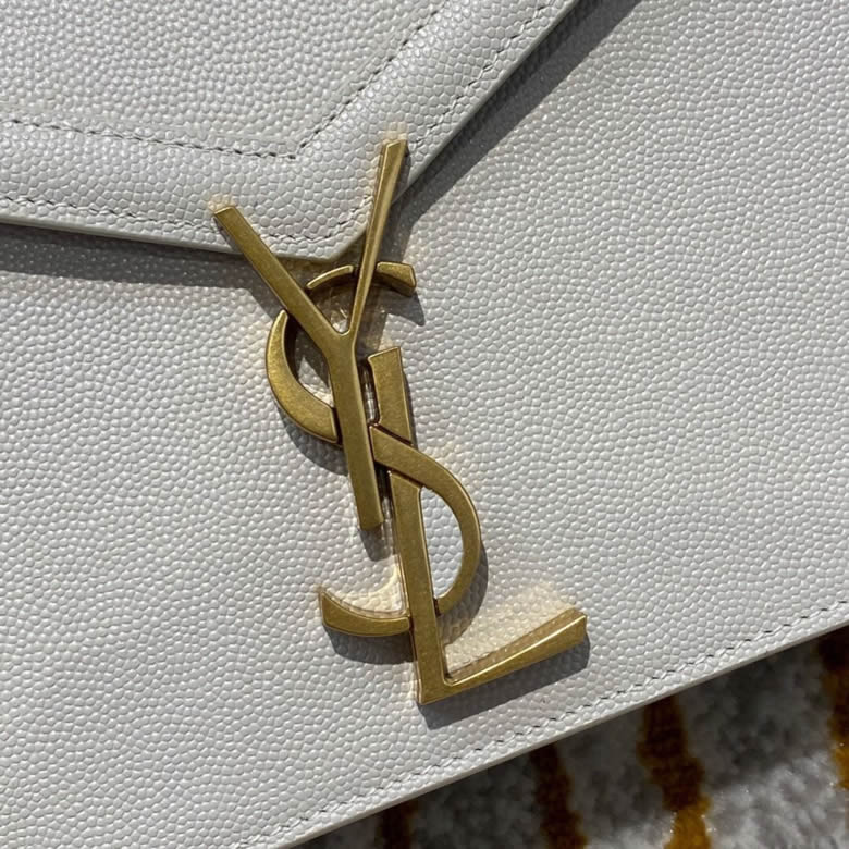 YSL/聖羅蘭CASSANDRA字母標誌粒面壓花真皮CLASP包 532750白色 ￥1980.00的图片-高仿聖羅蘭包包ysl