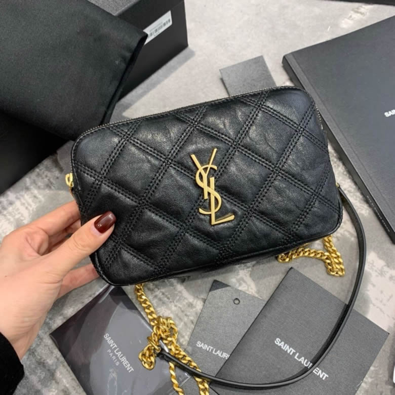 YSL一比一原單聖羅蘭 BECKY雙拉鏈絎縫小羊皮鏈條包 608941白紅黑色￥1580.00