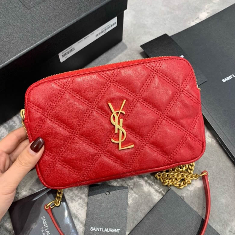 YSL一比一原單聖羅蘭 BECKY雙拉鏈絎縫小羊皮鏈條包 608941白紅黑色￥1580.00的图片-高仿聖羅蘭包包ysl