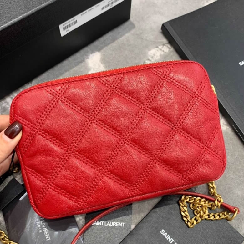 YSL一比一原單聖羅蘭 BECKY雙拉鏈絎縫小羊皮鏈條包 608941白紅黑色￥1580.00的图片-高仿聖羅蘭包包ysl