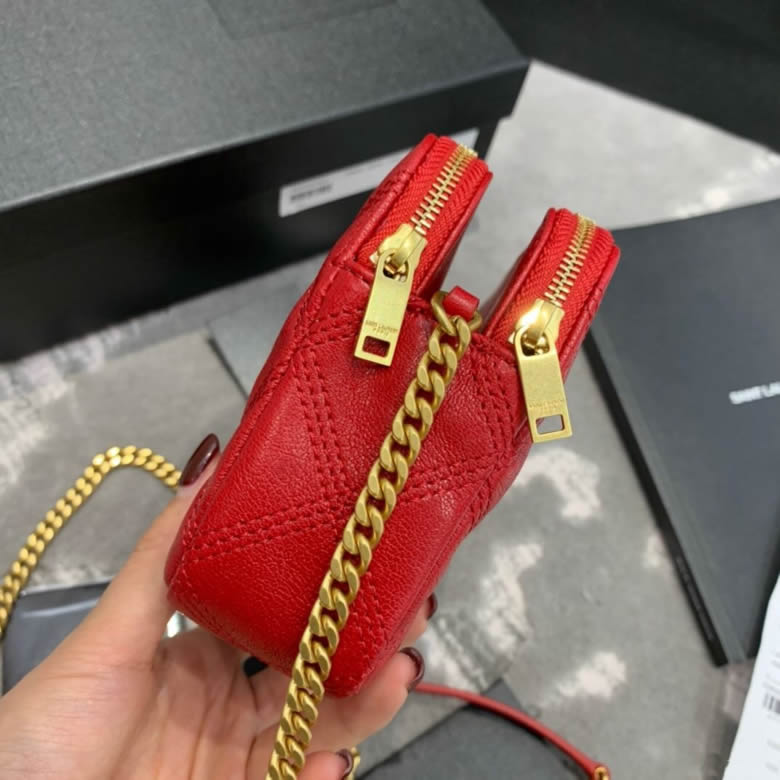 YSL一比一原單聖羅蘭 BECKY雙拉鏈絎縫小羊皮鏈條包 608941白紅黑色￥1580.00的图片-高仿聖羅蘭包包ysl
