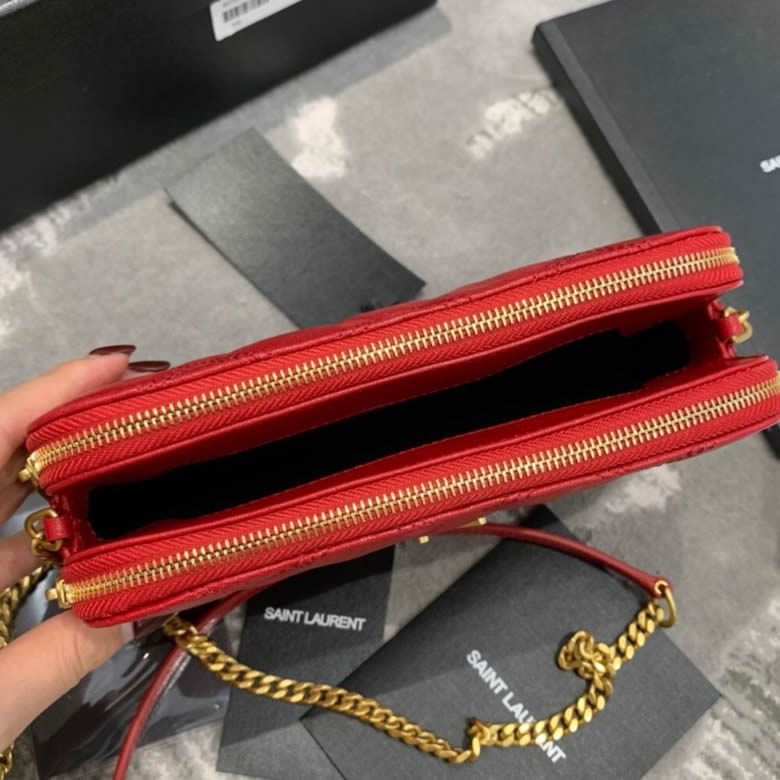 YSL一比一原單聖羅蘭 BECKY雙拉鏈絎縫小羊皮鏈條包 608941白紅黑色￥1580.00的图片-高仿聖羅蘭包包ysl