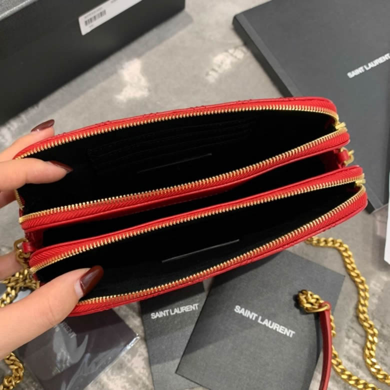 YSL一比一原單聖羅蘭 BECKY雙拉鏈絎縫小羊皮鏈條包 608941白紅黑色￥1580.00的图片-高仿聖羅蘭包包ysl
