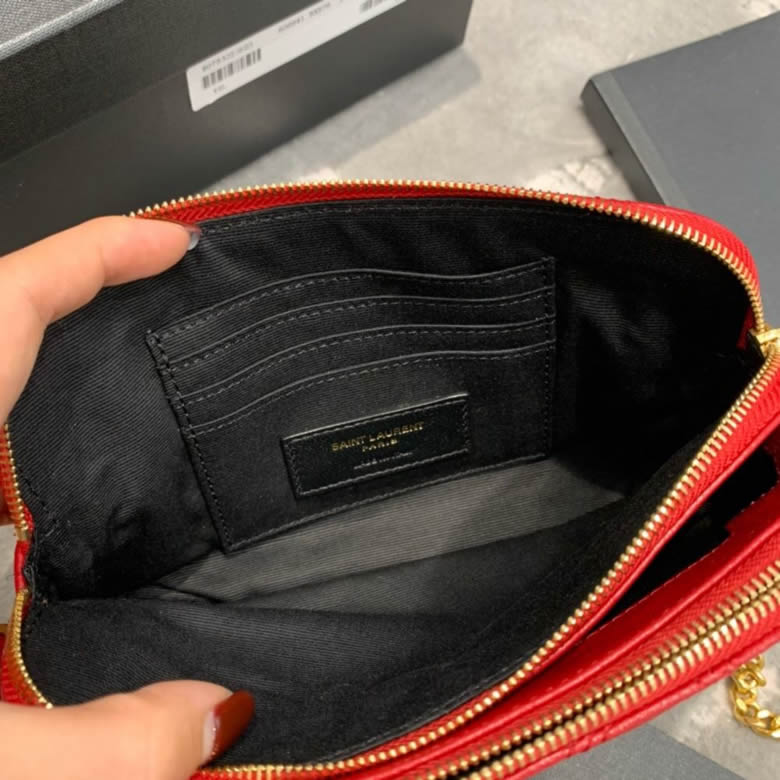 YSL一比一原單聖羅蘭 BECKY雙拉鏈絎縫小羊皮鏈條包 608941白紅黑色￥1580.00的图片-高仿聖羅蘭包包ysl