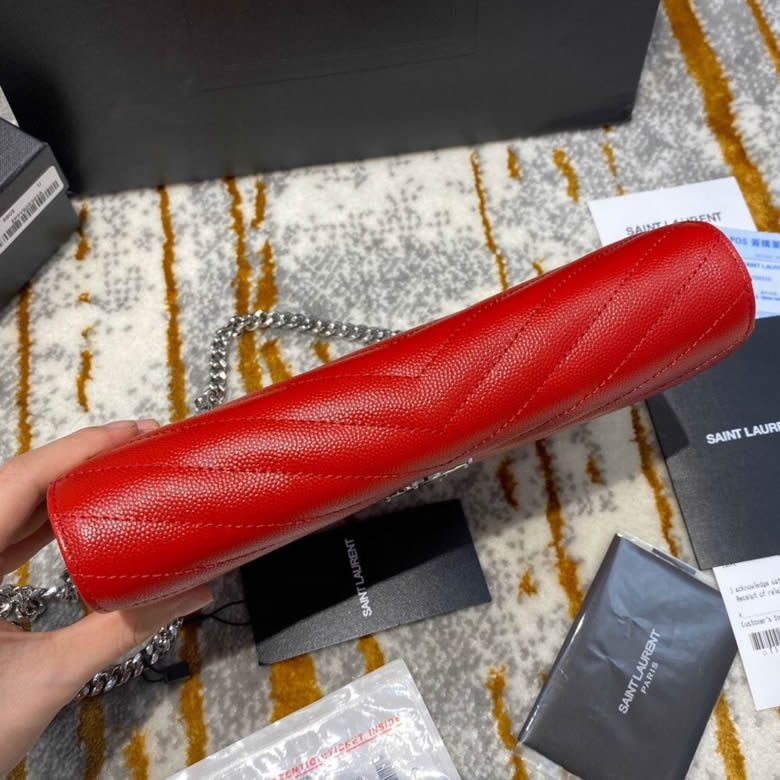 YSL/聖羅蘭MONOGRAM WOC信封鏈條斜挎單肩包 377828紅色銀扣 ￥1780.00的图片-高仿聖羅蘭包包ysl