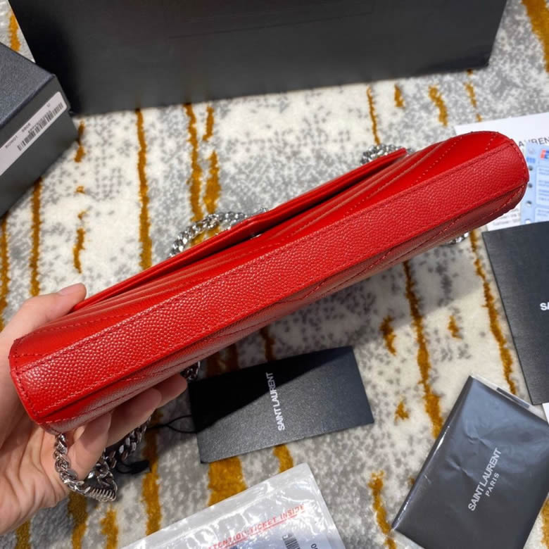 YSL/聖羅蘭MONOGRAM WOC信封鏈條斜挎單肩包 377828紅色銀扣 ￥1780.00的图片-高仿聖羅蘭包包ysl