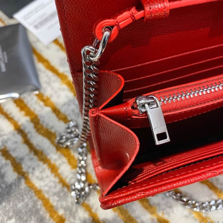 YSL/聖羅蘭MONOGRAM WOC信封鏈條斜挎單肩包 377828紅色銀扣 ￥1780.00的图片-高仿聖羅蘭包包ysl