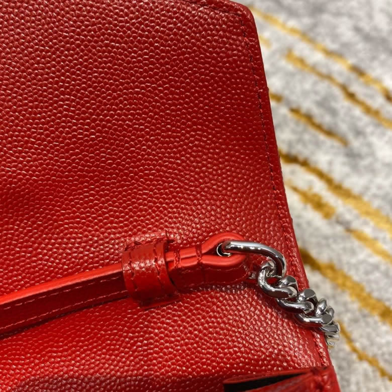 YSL/聖羅蘭MONOGRAM WOC信封鏈條斜挎單肩包 377828紅色銀扣 ￥1780.00的图片-高仿聖羅蘭包包ysl