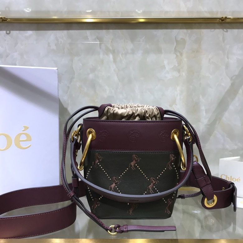 Chloe/克洛伊迷妳Roy繡馬水桶包 S1128多色￥1680.00的图片-高仿蔻依包包Chloe
