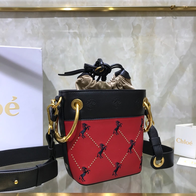 Chloe/克洛伊迷妳Roy繡馬水桶包 S1128多色￥1680.00的图片-高仿蔻依包包Chloe
