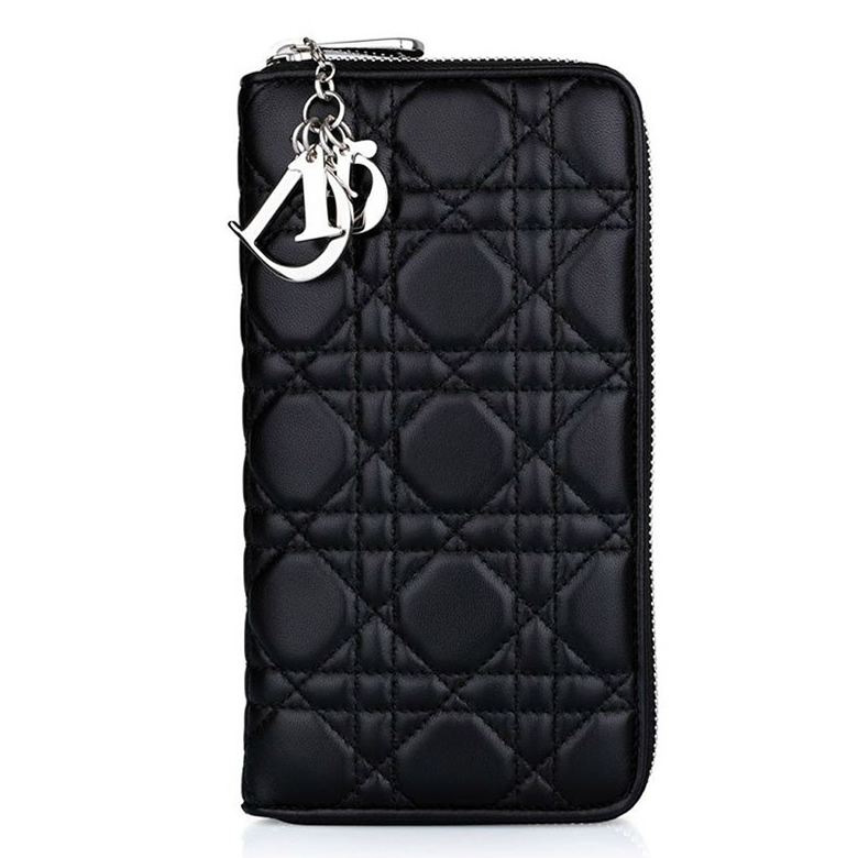 原單迪奧羊皮經典鉆石藤格紋女士長款錢包CAL43047P N0A3U黑色￥780.00的图片-高仿迪奧包包DIOR、高仿迪奧女包DIOR