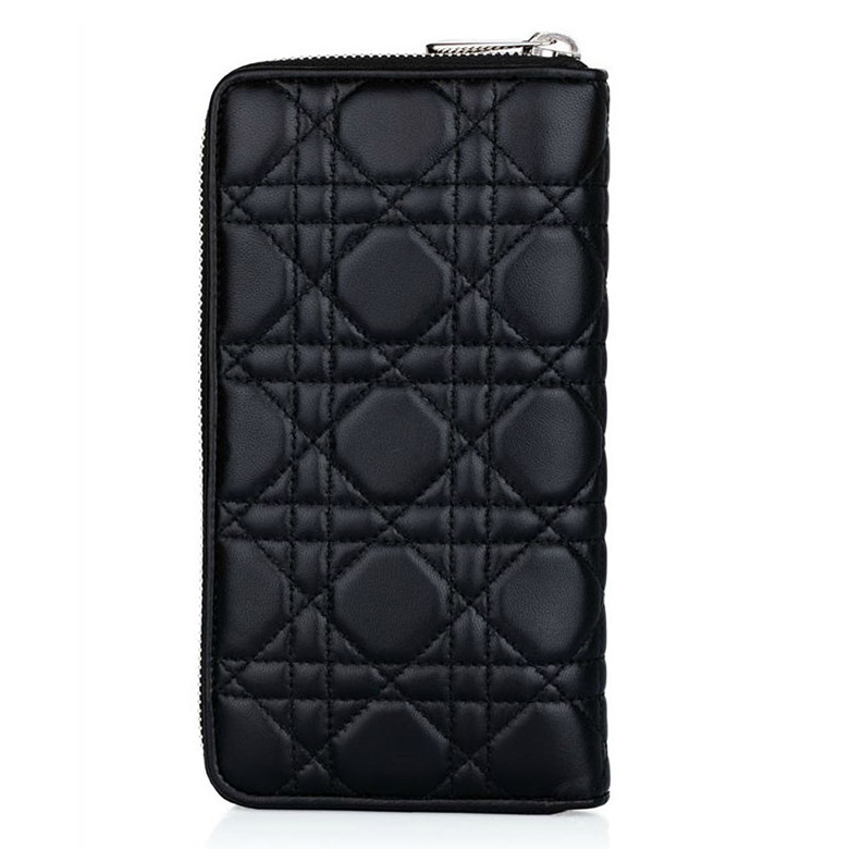 原單迪奧羊皮經典鉆石藤格紋女士長款錢包CAL43047P N0A3U黑色￥780.00的图片-高仿迪奧包包DIOR、高仿迪奧女包DIOR