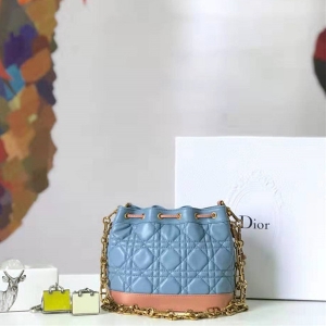 原單Dior女包迪奧復古小水桶包藤格紋牛皮抽繩mini迪奧水桶包天藍色M6016￥1980.00