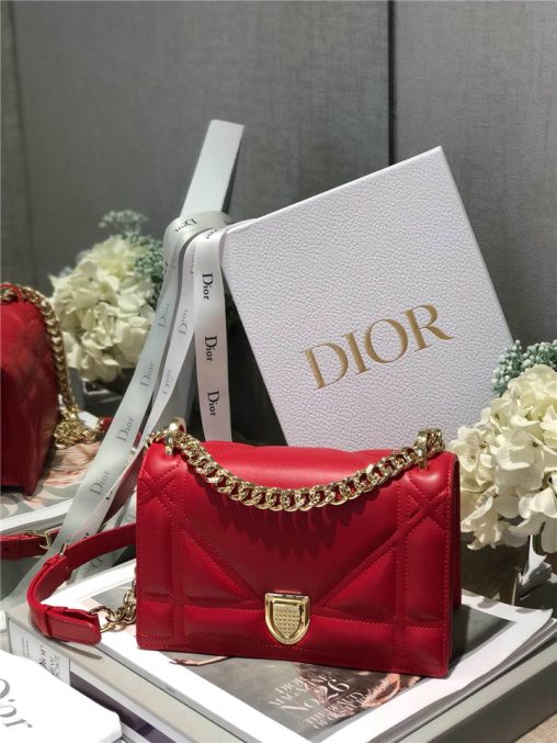 原單Dior Diorama鏈條小包仿迪奧單肩女包新款小羊皮單肩斜挎鏈條包法國紅 ￥1680.00