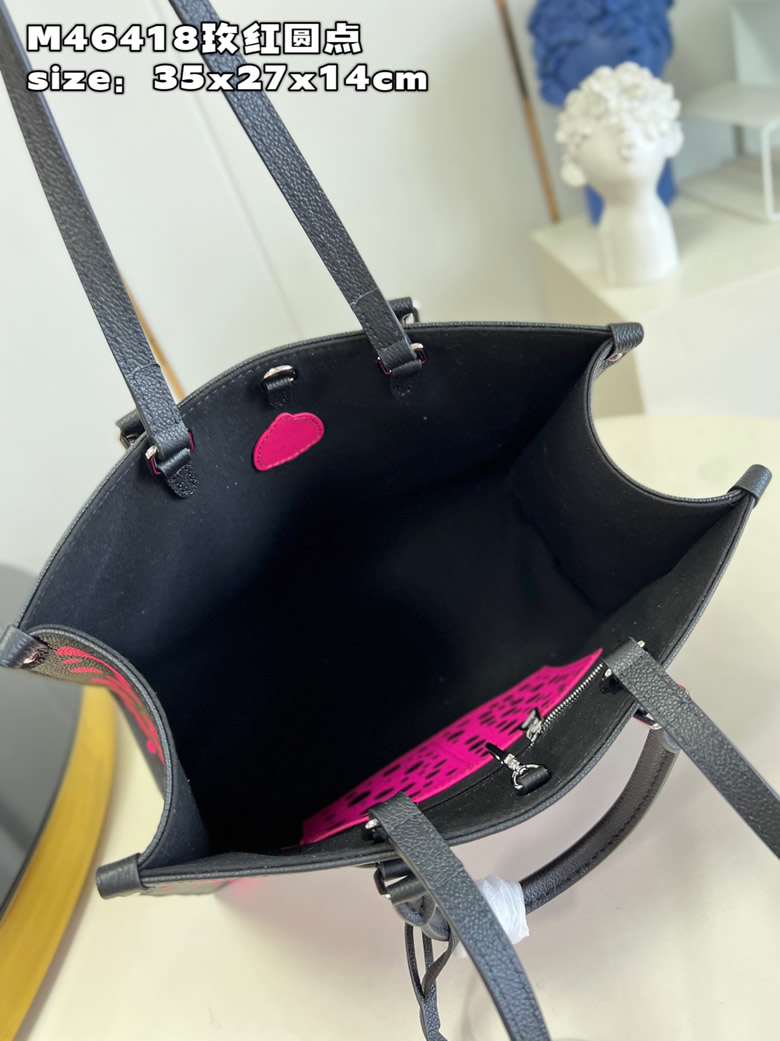 頂級原單lv女包路易威登再度攜手草間彌生 M46418玫紅圓點￥1480.00的图片-高仿LV包包、高仿lv女包